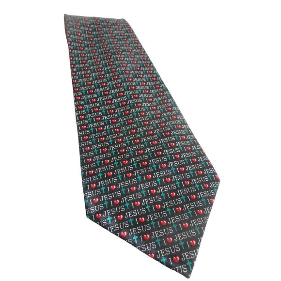 Vintage I Heart Jesus Tie necktie Steven Harris - Picture 1 of 4